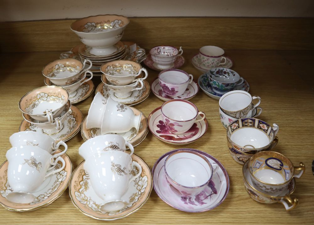 A group of mixed 19th century lustre teawares